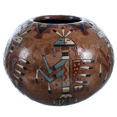 Kachina Figure Hand Crafted American Indian Pot By Artist Nancy Chilly RX117907