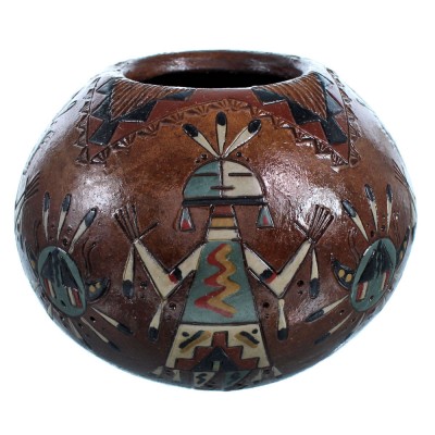 Kachina Figure Hand Crafted Native American Pot By Artist Nancy Chilly RX117908