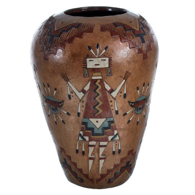 Kachina Figure Hand Crafted Pot By Navajo Artist Nancy Chilly RX117910