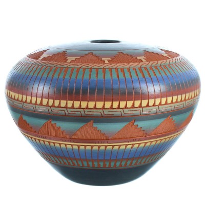 American Indian Hand Crafted Pot By Artist V. King RX117990