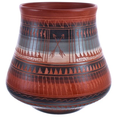 Navajo Arrow Pottery Hand Etched By Artist Bernice Watchman Lee BX119876