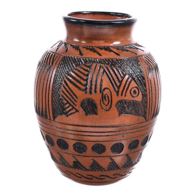 Bear Navajo Hand Crafted Pot By Artist Ernest Watchman MX121691