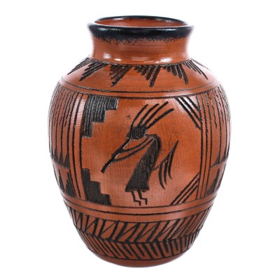 Kokopelli Navajo Hand Crafted Pot By Artist Shyla Watchman MX121685