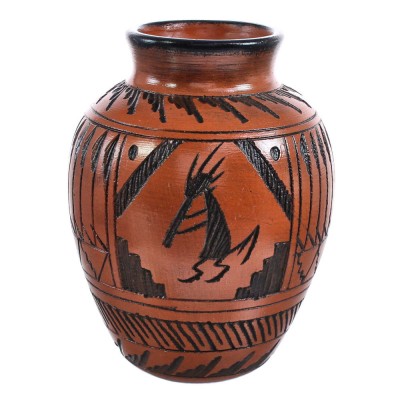 Kokopelli Navajo Hand Crafted Pot By Artist Shyla Watchman MX121686