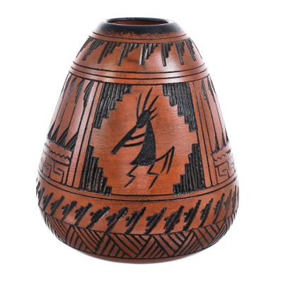 Kokopelli Hand Crafted Navajo Traditional Pot By Artist Shyla Watchman Lee MX121673