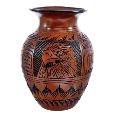 Navajo Hand Crafted Eagle Pot By Artist Shyla Watchman AX122831