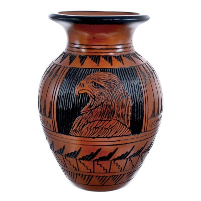 Navajo Hand Crafted Eagle Pot By Artist Shyla Watchman AX122834