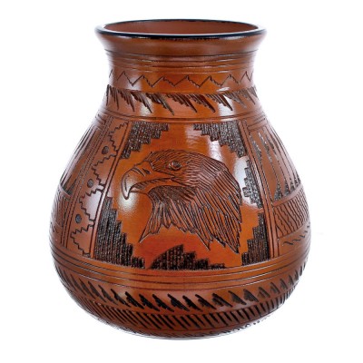 Navajo Hand Crafted Eagle Pot By Artist Shyla Watchman AX122837