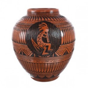 Kokopelli Navajo Hand Crafted Pottery By Artist Shyla Watchman AX129338