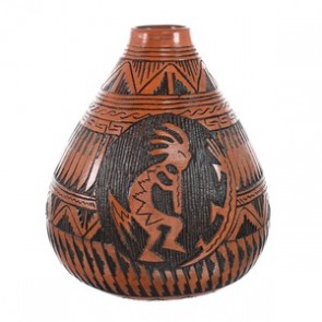 Kokopelli Navajo Hand Crafted Pottery By Artist Shyla Watchman AX129351